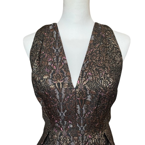 Topshop Dress Size 8 Gold HOCO Mini Party Sleeveless Fit Flare Cocktail Dressy - Picture 6 of 13